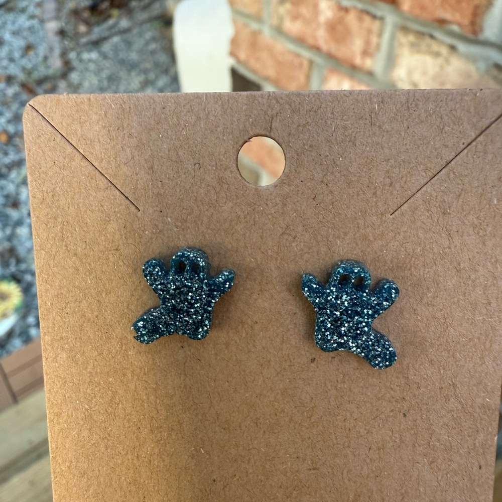 Glittery Ghost Earrings for Kids or Adults